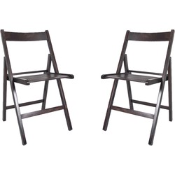 Set van 2x stuks zwarte houten klapstoelen voor binnen en buiten - Klapstoelen