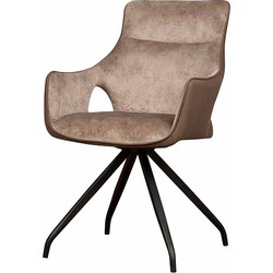 Tower living Nola swivel armchair - Brown velvet 8196-9 / fabric 7501-3