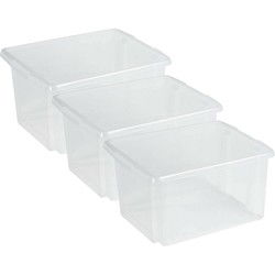 Sunware Opslagbox kunststof - 3x - 32L - transparant - 45 x 36 x 24 cm - Opbergbox