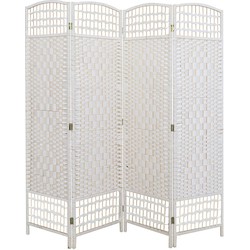 LW Collection LW Collection Kamerscherm 4 panelen rotan wit 170x160cm - paravent - scheidingswand