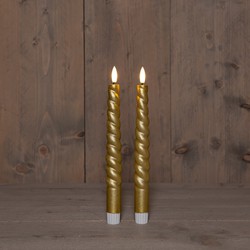 B.O. 2Pcs 3D Wick Gold Swirl Taper Candle 23 cm Rustic Wax