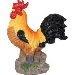 Sunnydays Haan/kippen beeldje - Polyresin - 21 x 24 cm - multi kleuren - Tuinbeelden