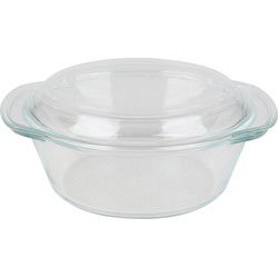 Chef Traiteur Ovenschaal van borosilicaat glas met deksel - rond - 2.1 Liter - 26 x 23 x 10,5 cm - Ovenschalen