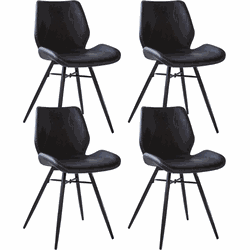 Set van 4 Eetkamerstoelen Beau Industrieel Zwart Kunstleer - Zonder Armleuningen