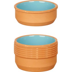 Set 12x tapas/creme brulee serveer schaaltjes terracotta/blauw 12x4 cm - Snack en tapasschalen