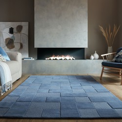 Laagpolig vloerkleed Checkerboard - Blauw - 160 x 230 cm