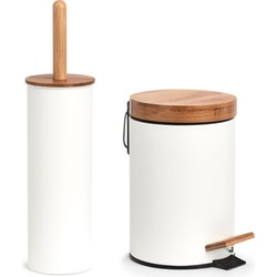 Zeller Toilet accessoires set - WC-borstel/pedaalemmer 3L - wit - Toiletaccessoireset