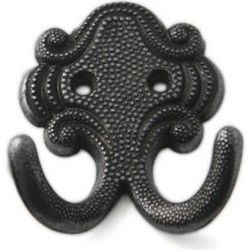 Luxe kapstokhaken/jashaken - zwart - dubbele haak - 6,7 x 5,2 cm - Kapstokhaken
