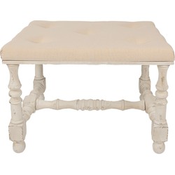 Clayre & Eef Hocker  62x47x46 cm Beige Hout Textiel Poef