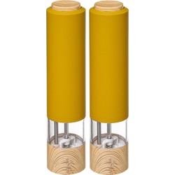Set van 2x stuks electrische pepermolens kunststof oranje 22 cm - Peper en zoutstel