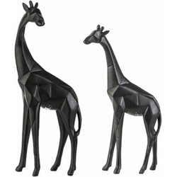 Set van 2 Decoratief beeld Giraf Orgami Zwart - H25/H19