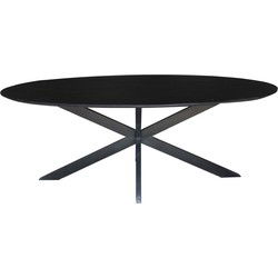 Livingfurn - Zwart Eetkamertafel Oslo Ovaal - Acasia Hout  - 210 cm