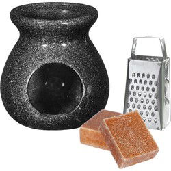 Ideas4seasons Amberblokjes/geurblokjes cadeauset - amber geur - inclusief geurbrander en mini rasp - Geurbranders