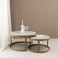 Stalux Salontafelset 'Saar' rond 80 en 60cm, kleur goud / beton