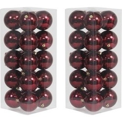 40x Kunststof kerstballen glanzend bordeaux rood 8 cm kerstboom versiering/decoratie - Kerstbal