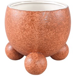 PTMD Malinda Orange ceramic pot round shape round legXL