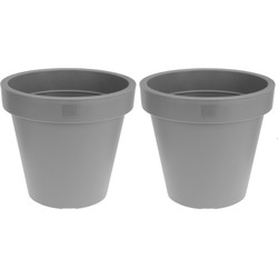 Set van 2x stuks plantenpotten/bloempotten grijs 50 cm - Plantenpotten