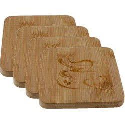 Glasonderzetters - hout - 4x - vierkant - 10 cm - onderzetters - Glazenonderzetters