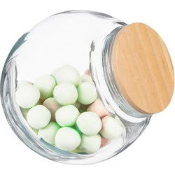 5Five Snoeppot/voorraadpot 0,65L - 2x - glas met houten deksel - Voorraadpot