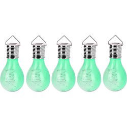 Solar tuin lampjes groen op zonne-energie 15 cm 5x stuks - Buitenverlichting