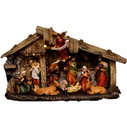 Feeric Christmas Complete verlichte kerststal - 17,8 x 8,5 x 31,5 cm - Kerststallen