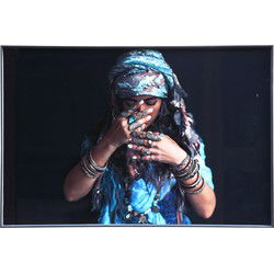 PTMD Melani Glass Art wall picture woman blue