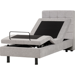 DUKE - Bed verstelbaar - Lichtgrijs - 80 x 200 cm - Polyester