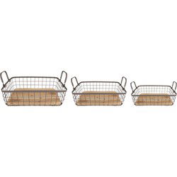 Clayre & Eef Opbergmand Set van 3 Grijs Bruin IJzer
