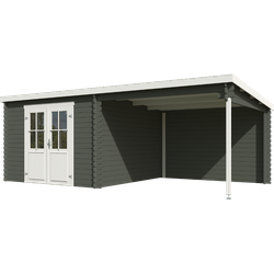 Blokhut met overkapping Orlando 581x292 Green Grey-Wit