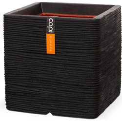 Pot vierkant rib NL 40x40x40 - zwart - Capi Europe