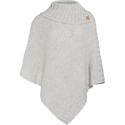 Knit Factory Nicky Gebreide Dames Poncho - Beige - One Size - Met opstaande kraag