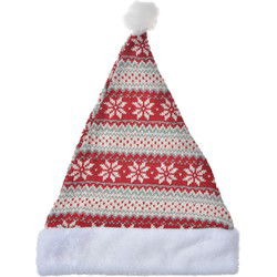 Clayre & Eef Kerstdecoratie Kerstmuts Ø 20x40 cm Rood Wit Stro