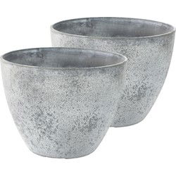 Ter Steege Plantenpot - 2x - betongrijs - kunststof - 29 x 22 cm - Plantenpotten