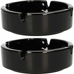 Luminarc Asbak - 2x - D11 cm - zwart - keramiek - Asbakken