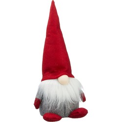Pluche gnome/dwerg decoratie pop/knuffel met rode muts 30 cm - Kerstman pop