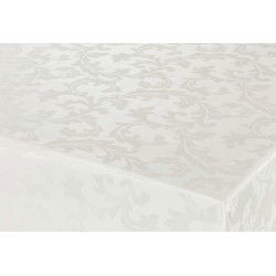 Tafelzeil/tafelkleed Damast ivoor witte barok krullen print 140 x 250 cm - Tafelzeilen
