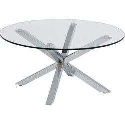 Salontafel - Glas/Zilver - Ø82x40cm - Harrie