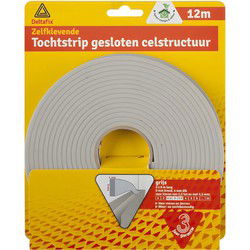 Tochtstrip gesloten struc. grijs 12m