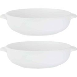 2x Witte salade serveerschalen van porselein 19,5 cm rond - Serveerschalen