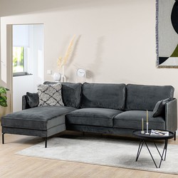 3-zits hoekbank met chaise longue Peppin velvet