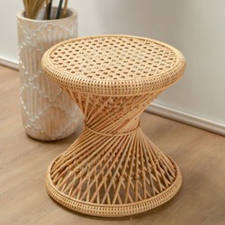 Rotan bijzettafel | Salontafel | Ronde salontafel LUHU Ø45 cm Beige