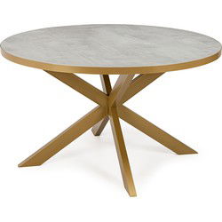 Stalux Ronde eettafel 'Daan' 148cm, kleur goud / beton