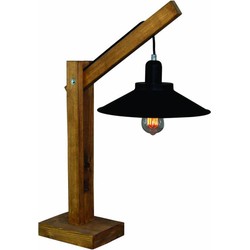 Tafellamp industrieel hout zwart 310mm diameter E27