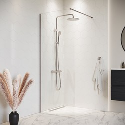 Badplaats Douchewand Florida 90 x 200 cm - Chroom – Inloopdouche 8 mm Veiligheidsglas