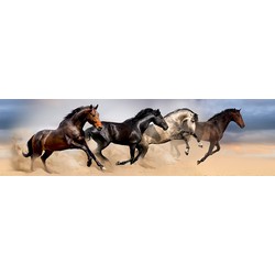 Sanders & Sanders zelfklevende behangrand paarden beige, bruin en vergrijsd blauw - 14 x 500 cm - 600094