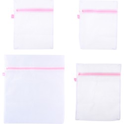 Waszakjes - 4 stuks - wit/roze - 3 formaten - waszakken - Waszakken