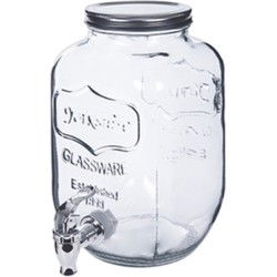 Alessandro Drankdispenser Pina met kraantje - 5L - glas - 29 cm - tap - Drankdispensers