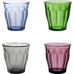 Drinkglazen/waterglazen Picardie - 4x stuks - gekleurd glas - 250 ML - Drinkglazen