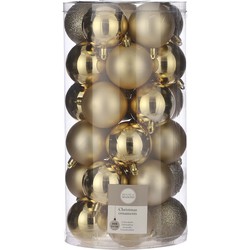 30x Kunststof kerstballen goud 6 cm - Kerstbal