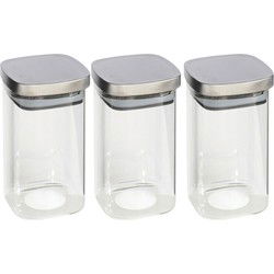 3x stuks voedsel/etenswaren bewaren voorraadpot 1500 ml glas met RVS deksel - Voorraadpot
